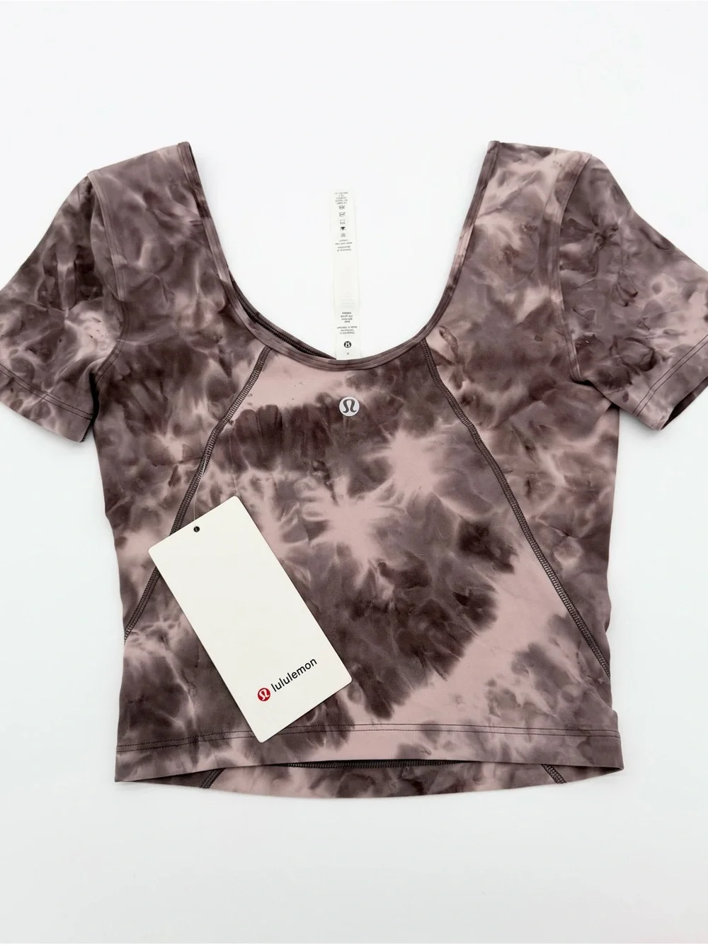 NWT Lululemon Align Tee | Mauve and Charcoal Tie-Dye Short Sleeve Scoop Neck Top